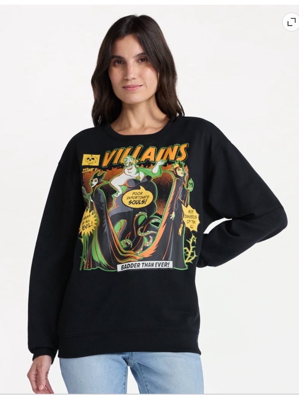 NWT Disney Black 'Villains' Graphic Crewneck Sweatshirt size small